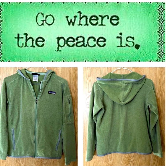 Patagonia Green Fleece Hoodie Sweatshirt Jacket - Picture 6 of 7